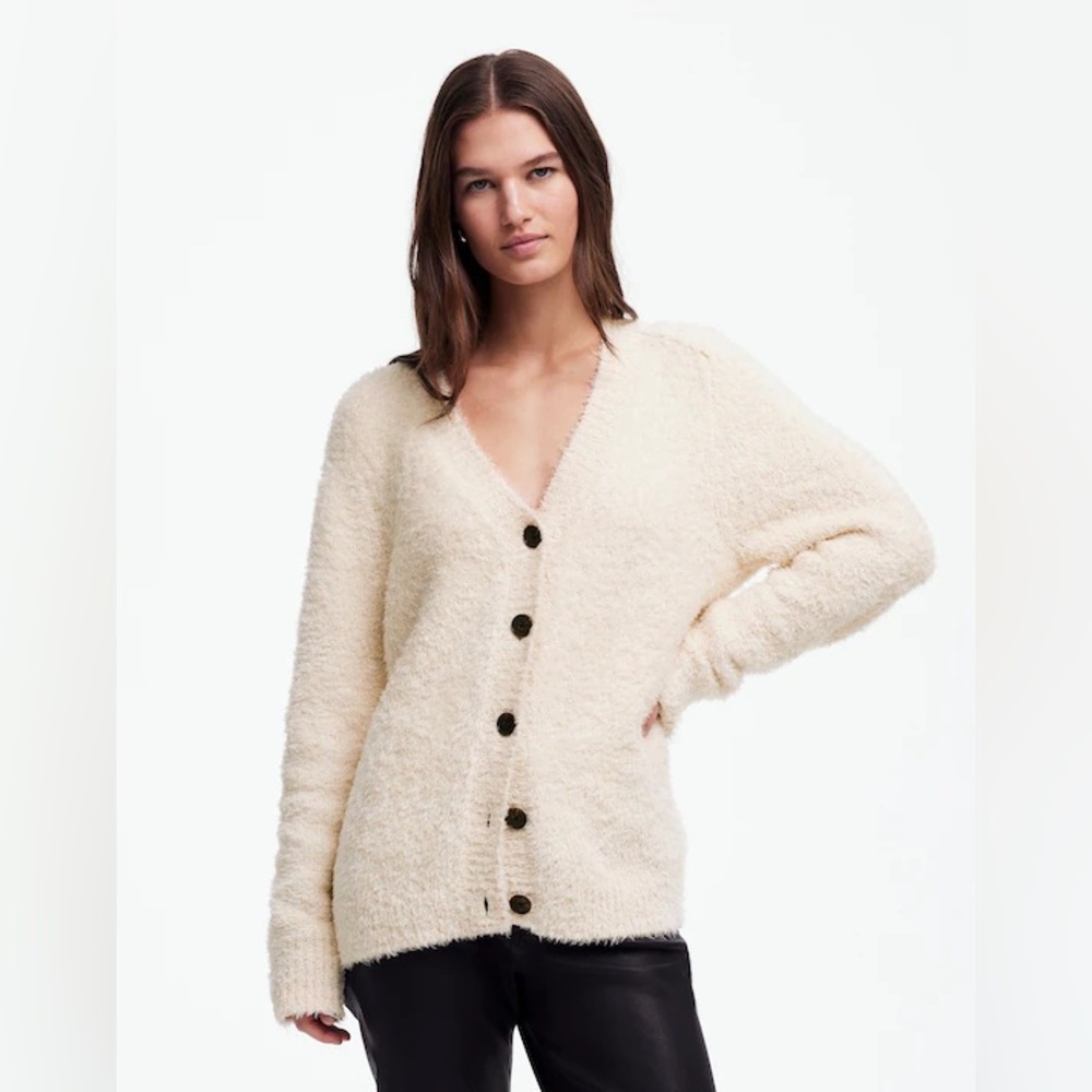 Madewell NWT V-Neck Cardigan Premium Italian Yarns Size XS Color: Hthr Cream